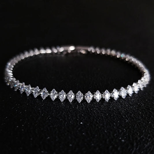 2024 New Luxury Tennis Bracelet – Marquise, Oval & Square Cut Silver Bracelet for Women, Party Gift Jewelry S7062