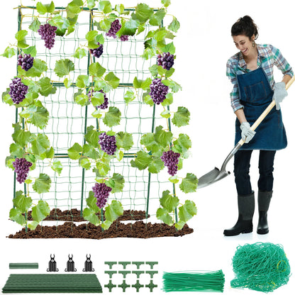A-Frame Garden Trellis Kit - Rustproof Vegetable Climbing Support with Net for Cucumbers & Outdoor Plants