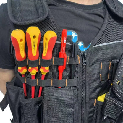 TOOLSTACK Heavy-Duty Work Vest - Multi-Pocket Breathable Adjustable Construction & Electrician Utility Vest
