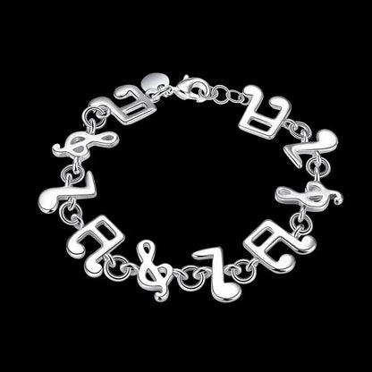 Musical Note 925 Sterling Silver Bracelet - Elegant Fashion Jewelry Gift for Women, Girls & Special Occasions