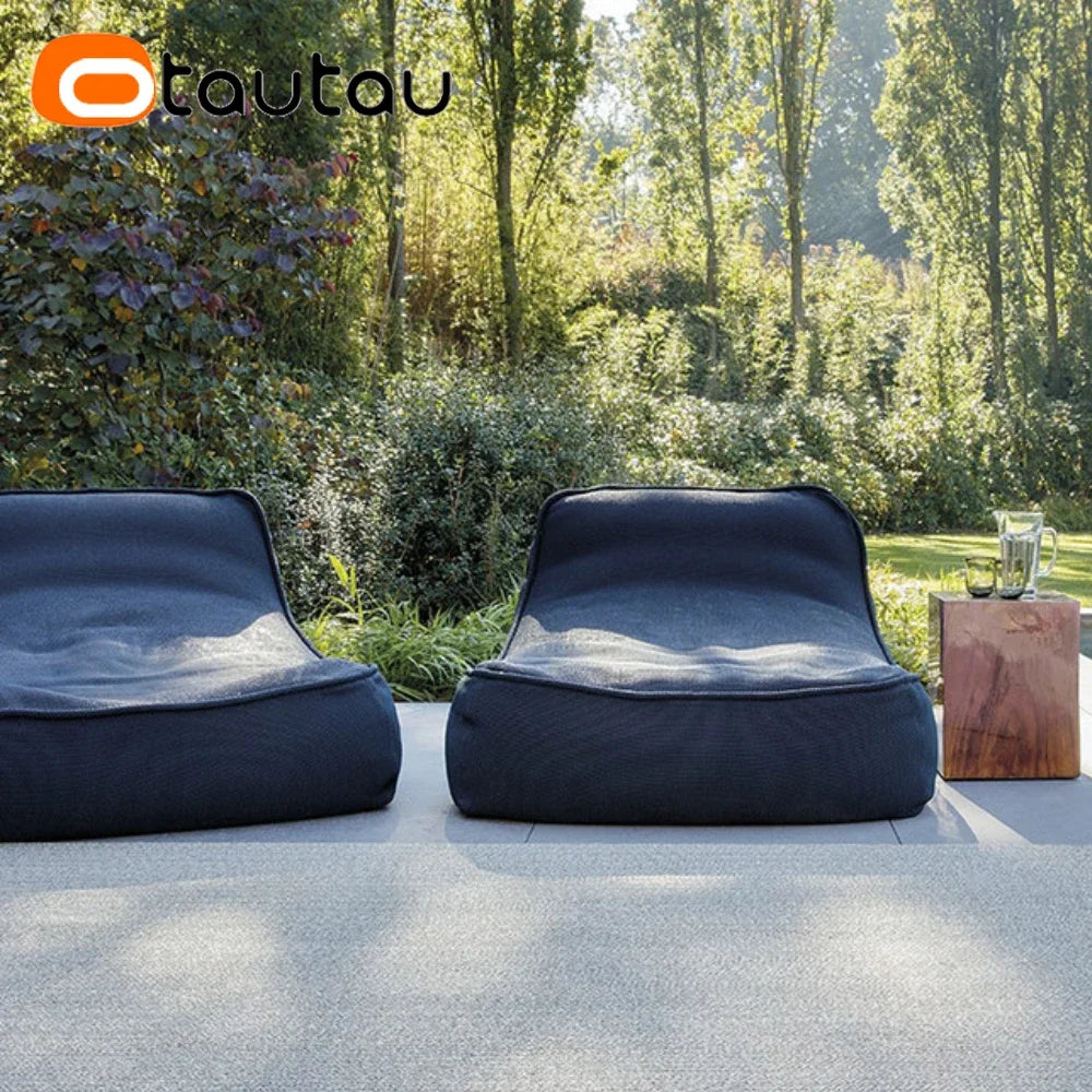 OTAUATU Cotton Linen Bean Bag Lounger Cover - Outdoor Garden, Beach & Poolside Sofa Bed Pouf Cover