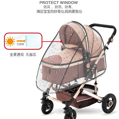 Transparent Universal Stroller Rain Cover - Weather Shield for Baby Car, Wind, Sun, and Rain Protection
