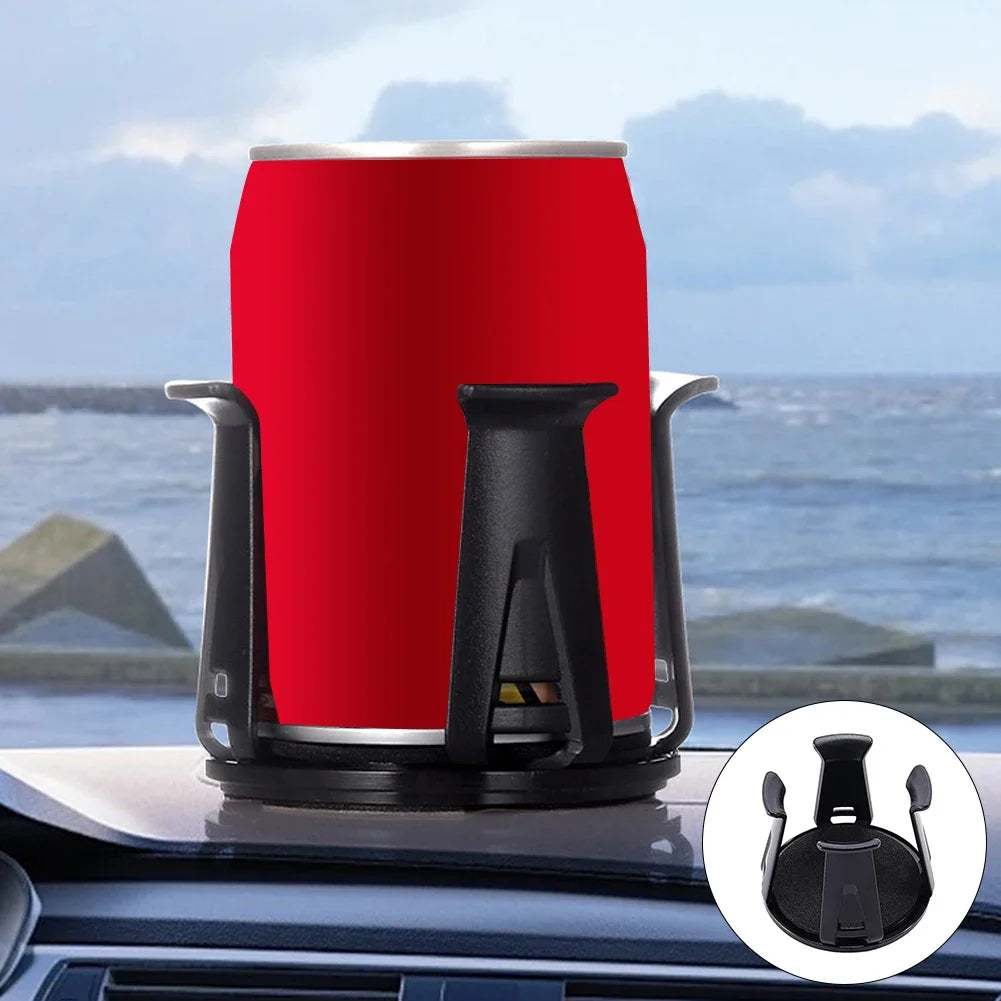Universal Car Cup Holder Organizer – Adhesive Beverage Bottle Storage Rack Auto Interior Drink Holder Accessory (Black)