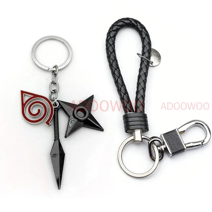 Bandai Naruto Red Cloud Alloy Keychain Set – 20 Styles Anime Woven Leather Rope Charm Car Pendant Punk Jewelry Gift Accessories