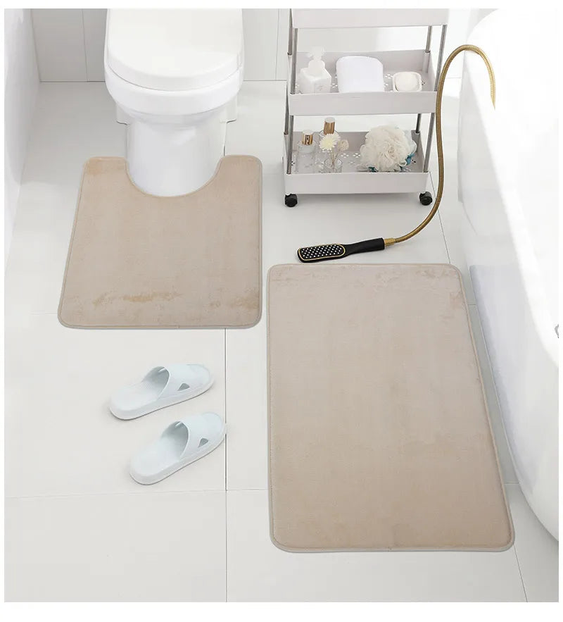 3 Piece Bathroom Mat Set – Non-Slip Toilet, Shower & Bath Floor Absorbent Rugs, Soft Comfortable Carpet for Laundry Room