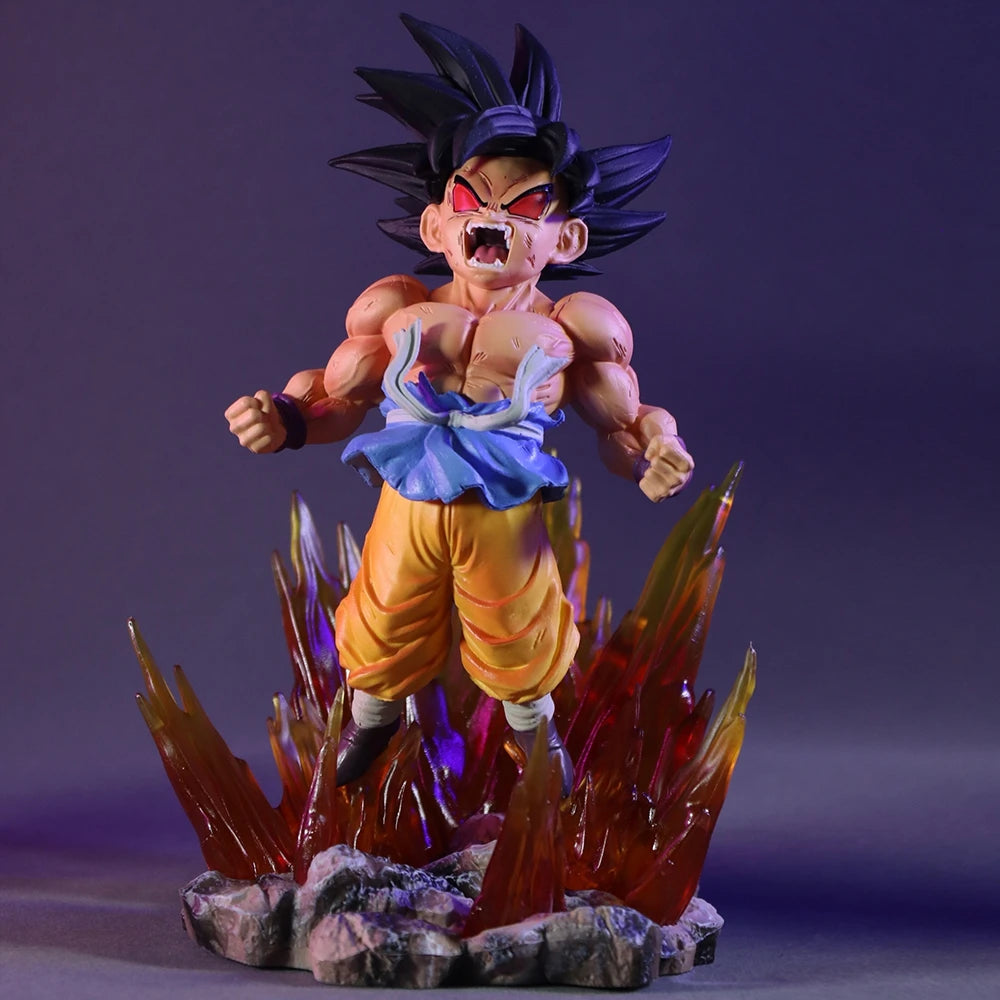 BANDAI 19cm Dragon Ball SHK Kai Ape Series No.2 Goku Figure — Glow Black Hair Super Four PVC Anime Model Collectible Ornament