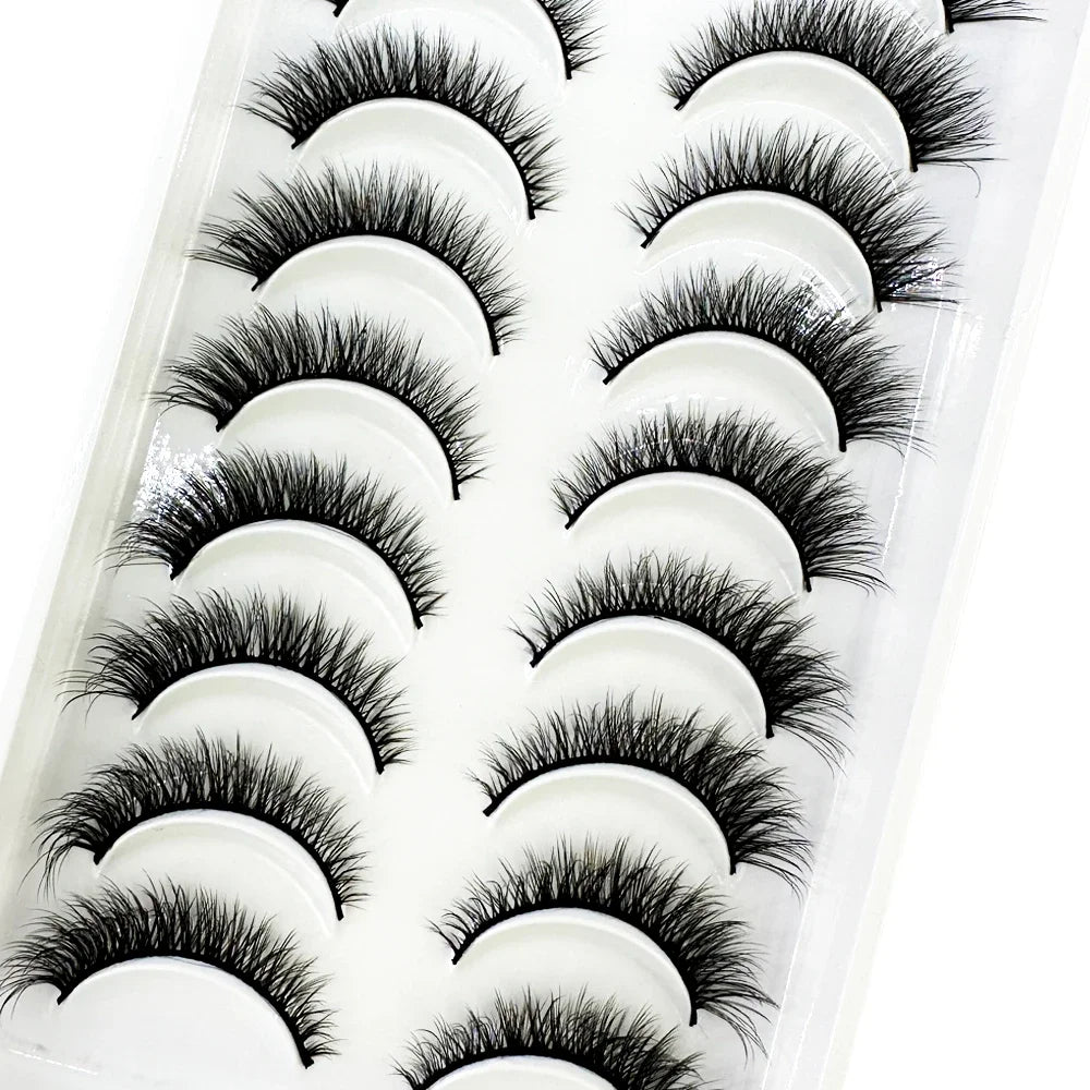 5/10 Pairs 3D Mink False Eyelashes – Wispy Handcrafted Full Strip Short Natural Lashes for Makeup