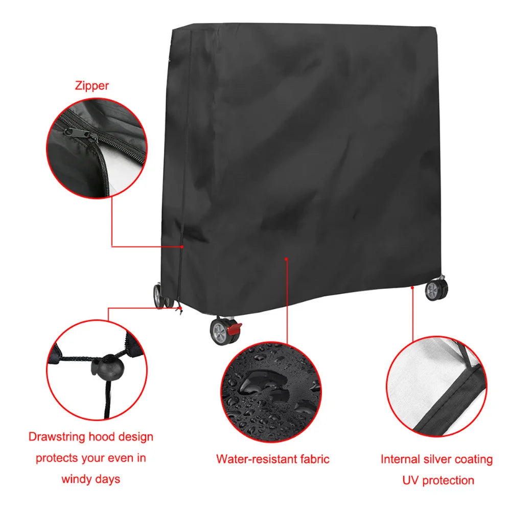 Heavy Duty Waterproof Ping Pong Table Cover - 210D Oxford Cloth Indoor/Outdoor Table Tennis Storage Accessories