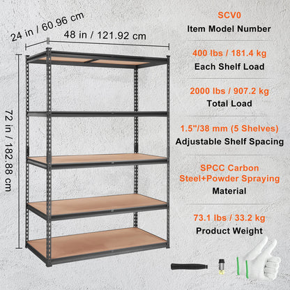 SucceBuy 5-Tier Heavy Duty Metal Storage Shelving Unit – Standing Organizer Rack for Kitchen, Living Room, Warehouse & Flower Stand