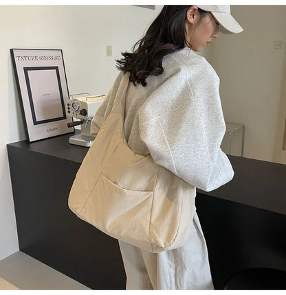 2025 Trendy Women's Soft Cloth Shoulder Bag – Solid Color, Y2K Casual Style, Crossbody Handbag for Students