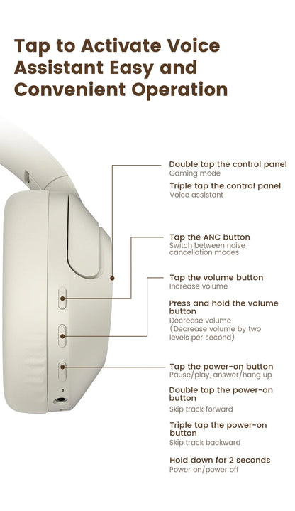 HAYLOU S35 ANC Wireless Headphones - Over-Ear Bluetooth 5.2, 42dB Active Noise Cancelling, 60-Hour Battery, 40mm Dynamic Driver