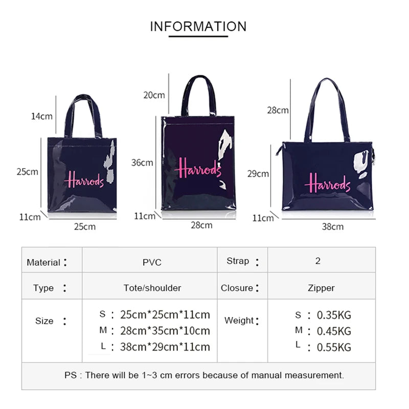 Simple Stylish PVC Reusable Shopping Bag – Luxury Eco-Friendly Waterproof Tote for Summer Beach