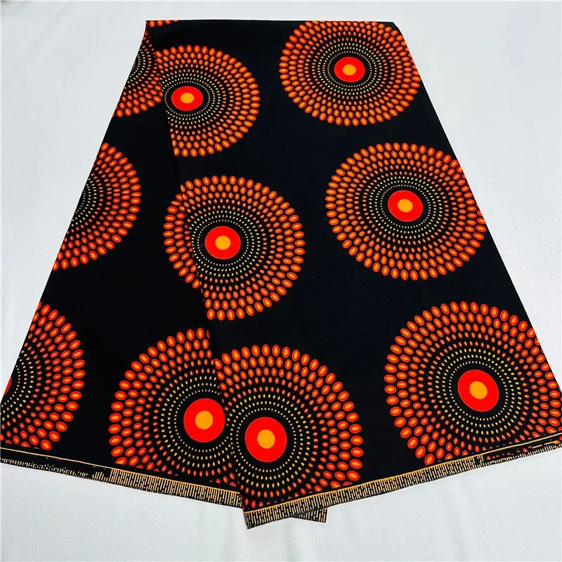 6 Yards African Real Wax Fabric - 100% Cotton Original Ankara Print for Party Dresses K121901