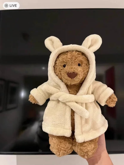 Jellycat Spot Barcelona Bathrobe Bear – Eggplant & Strawberry Bear Dolls, Cute Soothing Companion for Children's Festival Gifts