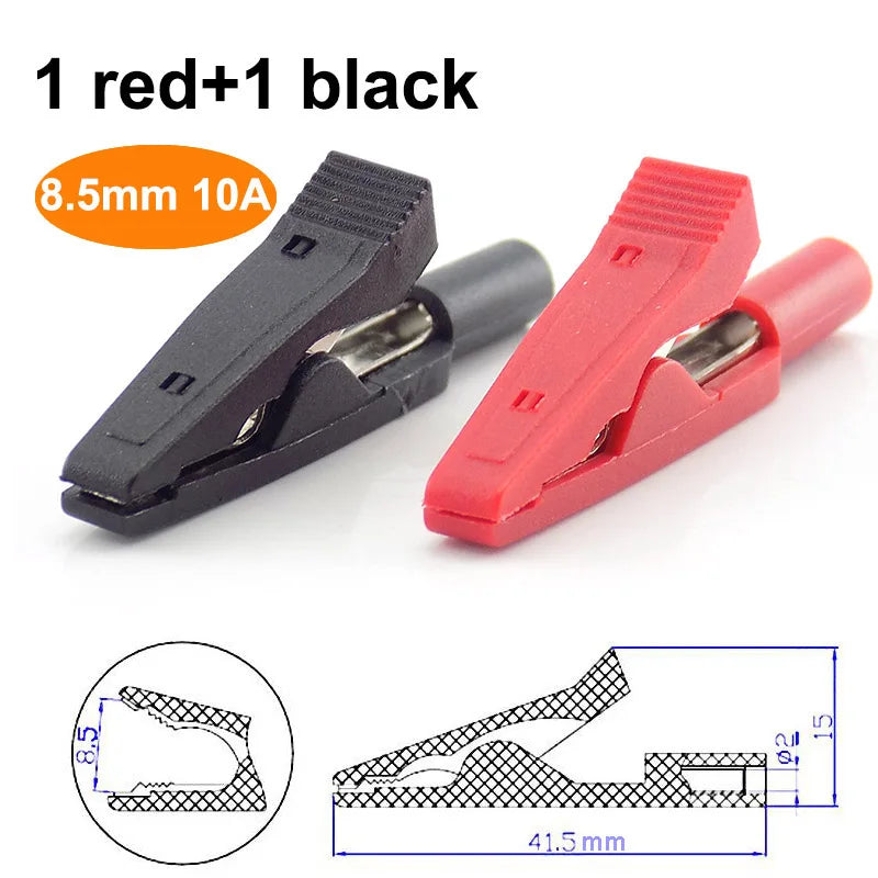 Alligator Clip Banana Plug Adapter - 10A-50A Insulated 2mm/4mm Multimeter Test Lead Clips