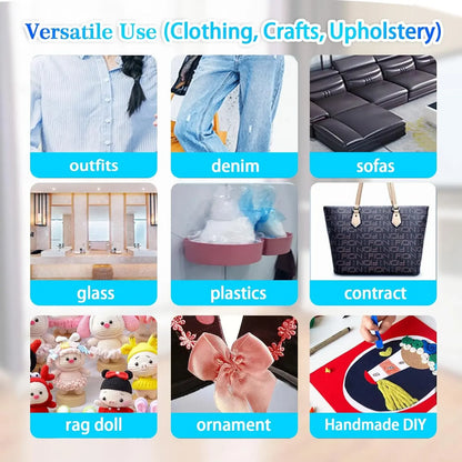 15/60ml Strong Fabric Glue, Transparent Quick-Dry, Waterproof Multipurpose Sewing & Repair Adhesive