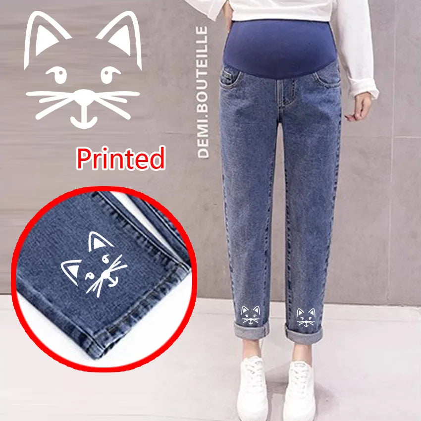 Maternity Boyfriend Jeans – High Waist Loose Denim Pants for Pregnant Women
