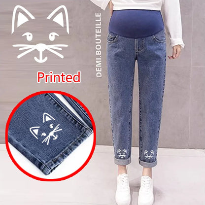 Maternity Boyfriend Jeans – High Waist Loose Denim Pants for Pregnant Women