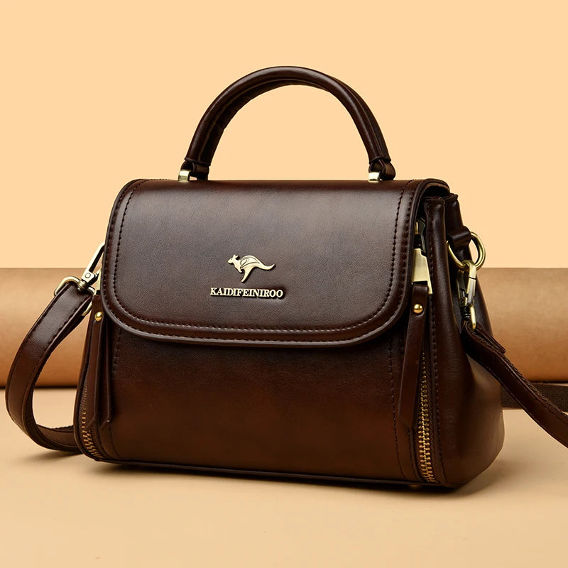 Luxury Women’s Leather Designer Handbag – High Quality Casual Tote Top-Handle Shoulder Messenger Bag