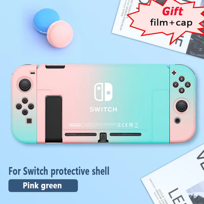 Protective Case & Film for Nintendo Switch – Rocker Cap Handle, Hard Base Cover with Skin-Friendly Gradient Design