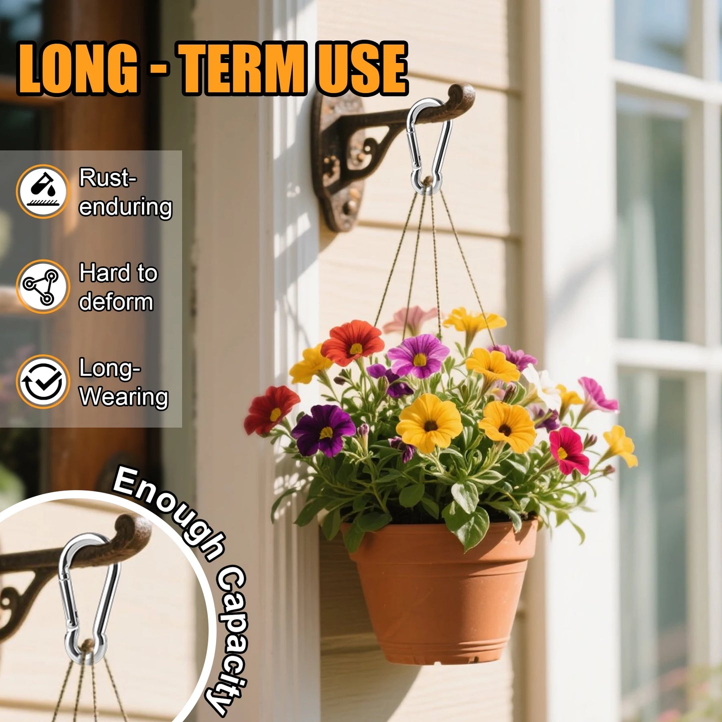 Stainless Steel Spring Snap Carabiner Hooks - 6/12/24Pcs M4 M5 M6 Quick Link Lock Rings for Outdoor & DIY Use