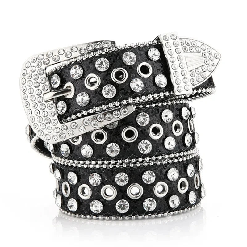Women's Rhinestone Studded Belt - Hollow Pin Buckle Wedding & Party Accessory