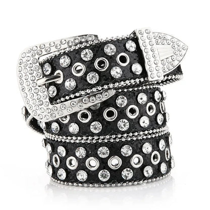 Women's Rhinestone Studded Belt - Hollow Pin Buckle Wedding & Party Accessory