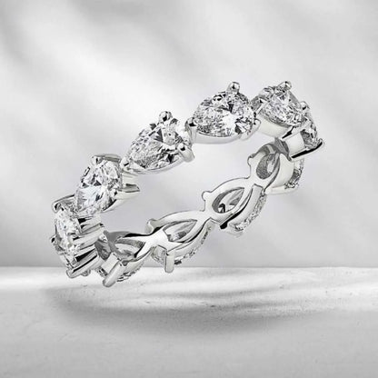 925 Sterling Silver Eternity Band Ring - CZ Diamond Promise Engagement Wedding Jewelry for Women & Men