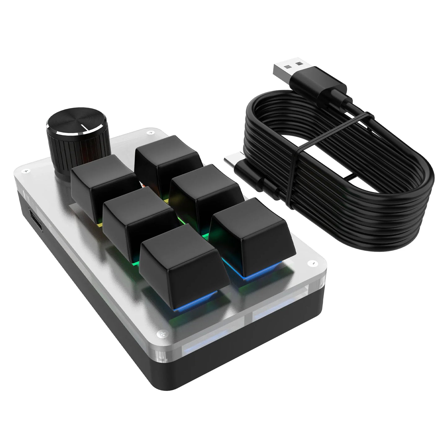 6-Key RGB Macro Programming Keyboard with Knob – Mini Mechanical Custom Gaming Keypad for Photoshop, Editing & Shortcuts