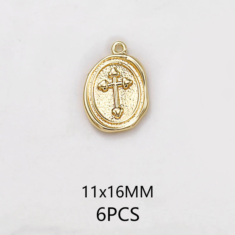 24K Champagne Gold Cross Charms - Small Brass DIY Jewelry Pendants & Craft Accessories