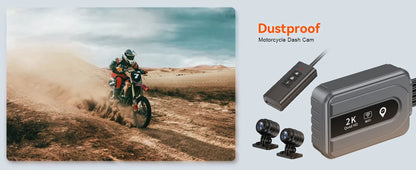 Motorcycle 2K Front & Rear DVR Dash Cam – WiFi GPS, Waterproof Full-Body Video Recorder Black Box