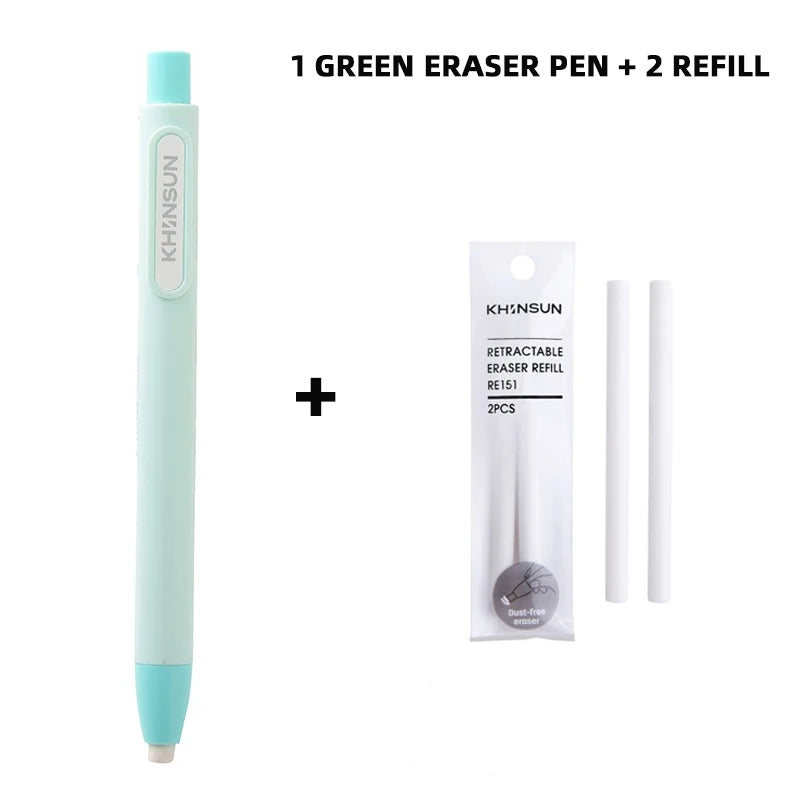 Retractable Press Eraser Pen – Replaceable Core Push-Button Art Eraser for Students, Kids & School Stationery Supplies