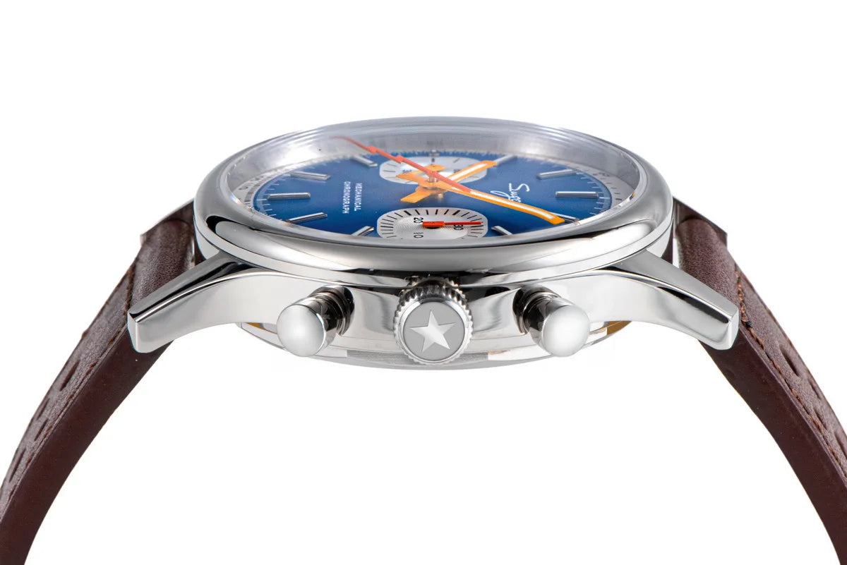 Sugess Pilot Men’s Chronograph Watch — Original ST1901 Mechanical Movement, Sapphire Crystal, Waterproof Racing Strap