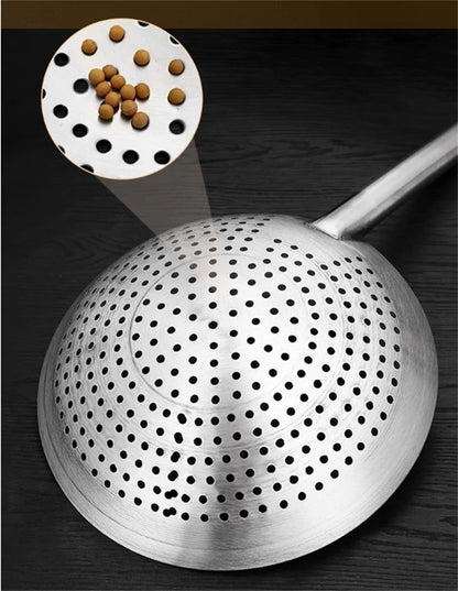 Thickened 304 Stainless Steel Colander with Long Handle – Large Kitchen Sieve for Oil, Flour, Noodles & Dumplings
