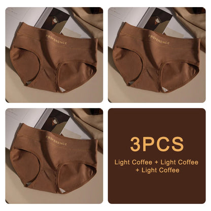 3PCS Seamless Women's Cotton Panties – Soft, Breathable, Large Size Sports Underwear Set
