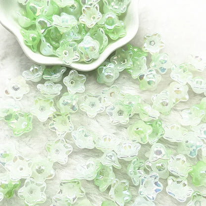 50pcs 7x13mm Gradient Acrylic Bellflower Beads - Flower Caps, Spacer Beads & Charms for DIY Jewelry Making