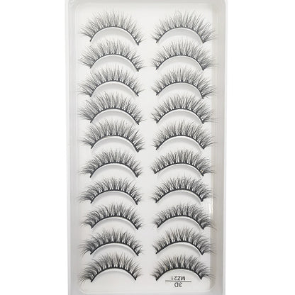 10 Pairs 3D Mink False Eyelashes – Soft Natural Cross Messy Dense Lash Extensions Makeup
