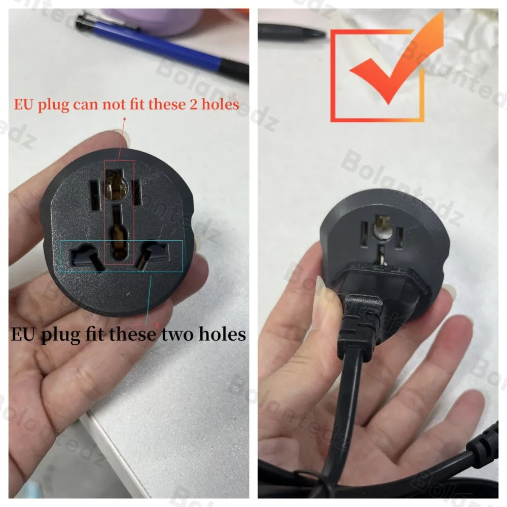 Korea EU Plug Adapter 16A 250V – High-Quality Universal Travel Converter with 2 Round Sockets for AU, US, UK, CN to EU/KR Wall Socket