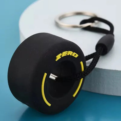 Mini F1 Racing Tire Keychain – Luxury Car Key Accessory & PVC Tire Pendant for Men, Car Lovers & Gifts