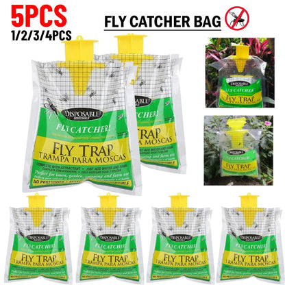 Hanging Fly Catcher Bags – Non-Toxic, Water-Soluble Disposable Fly Traps for Home & Garden