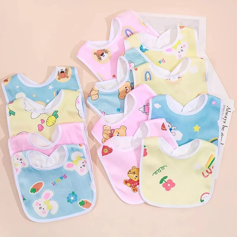 5PCS Baby Cartoon Waterproof Bibs - Super Soft Crystal Velvet Newborn Feeding & Saliva Towels