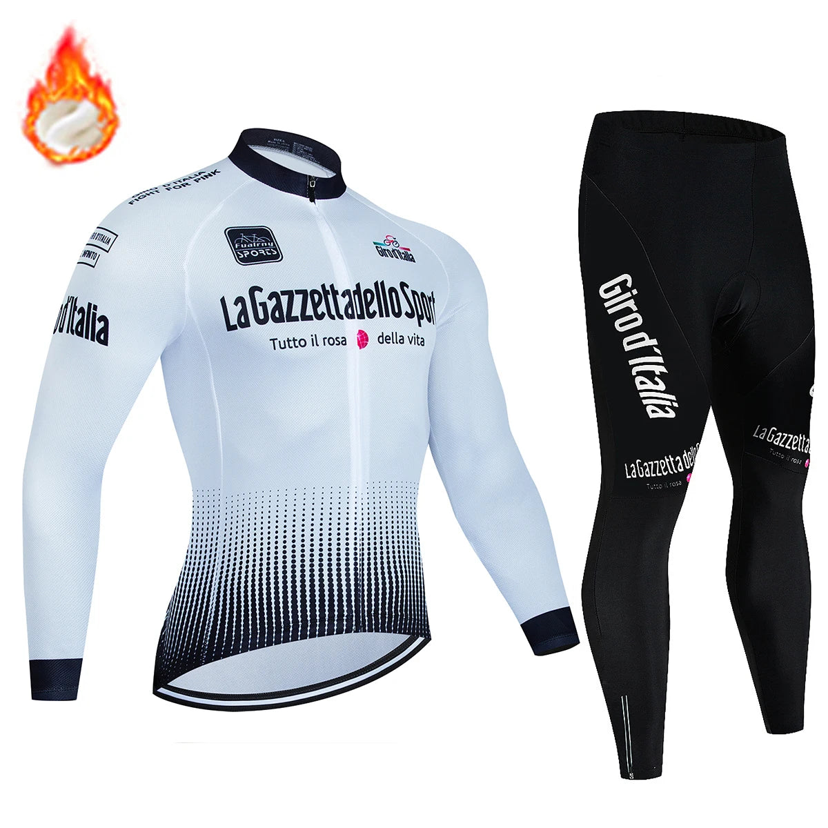 Tour De Italy D'ITALIA Cycling Clothes – Men's Fleece Jersey & Bib Pants Sports Set, Bicycle Uniform Costume