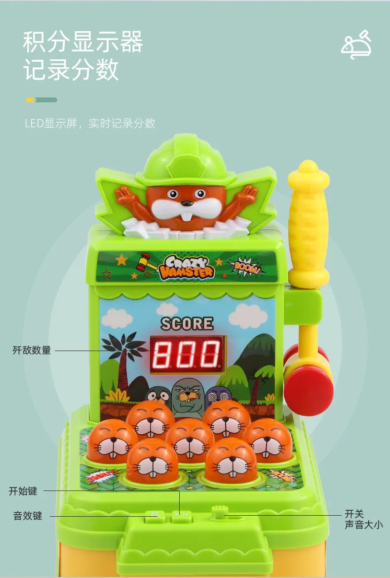 Whack-A-Mole Challenge Game — Electric Two-Player Battle Table with Lights, Music & Cartoon Fun for Parties and Desktop Play