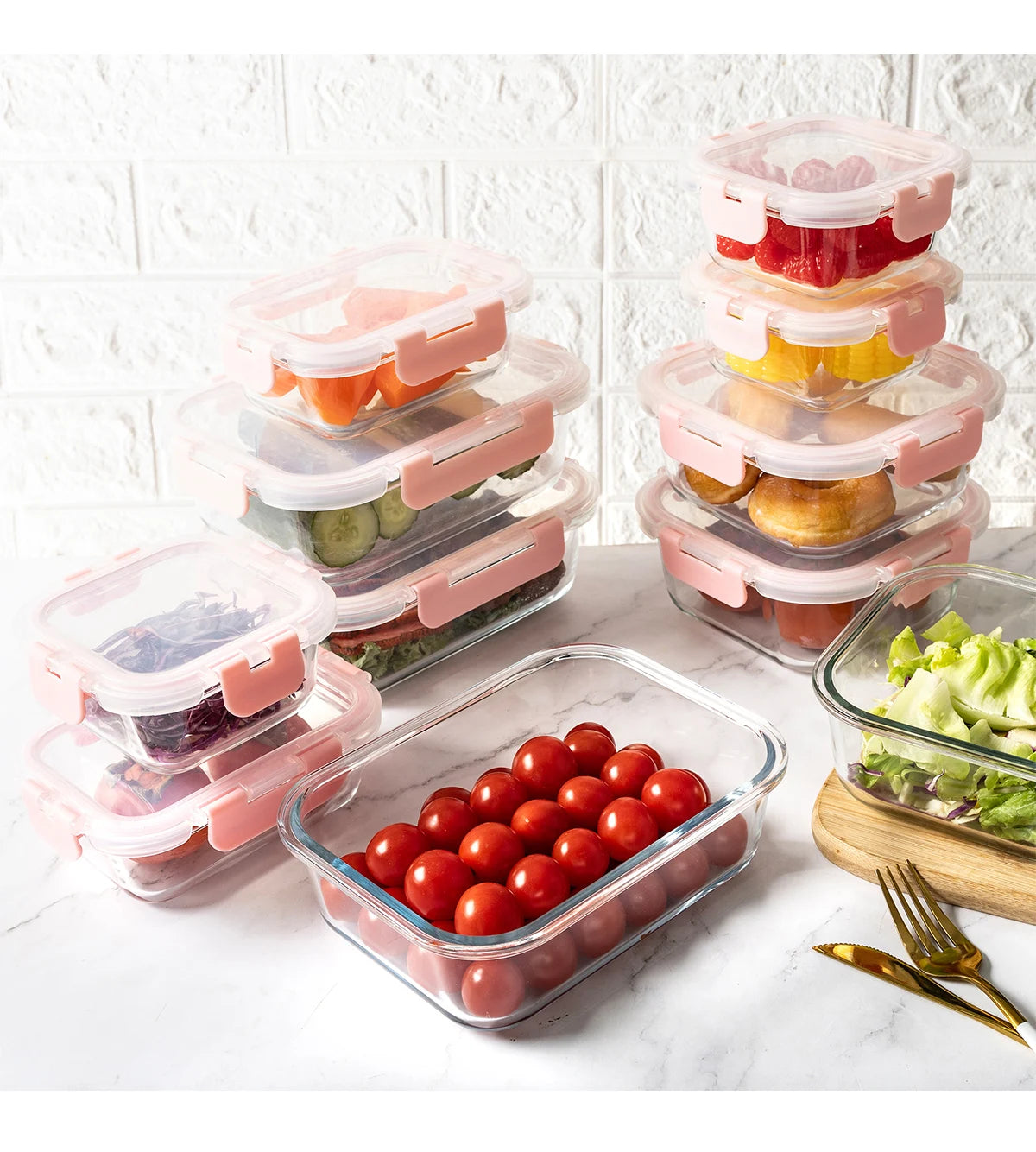 16-Piece Glass Food Storage Container Set — Leakproof, Airtight, BPA-Free, Microwave & Oven Safe, Stackable Kitchen Organizer