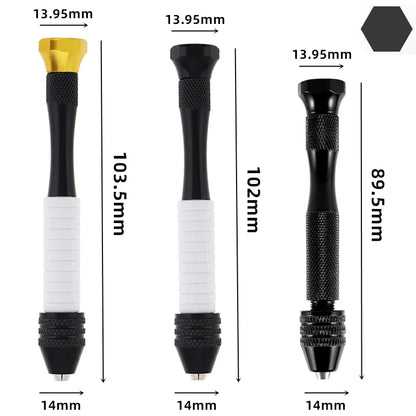 Mini Aluminum Hand Drill 0.3–3.4mm – Keyless Chuck Micro Rotary Tool with HSS Twist Drill Bit Set for Wood & DIY Crafts