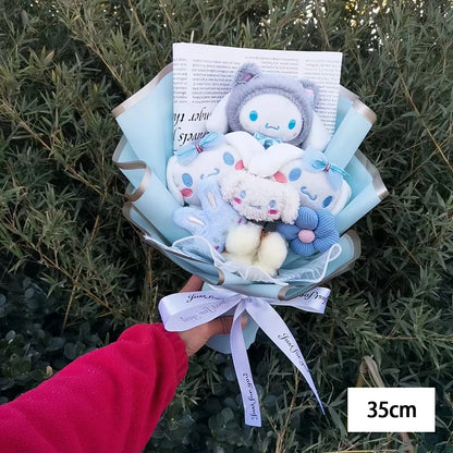 Hello Kitty Plush Bouquet — Anime Rose Soap Flowers for Wedding & Home Decor