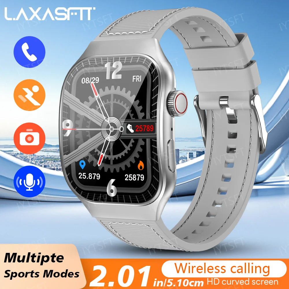 LAXASFIT 2.01-Inch Smart Watch - Bluetooth 5.3 HD Calling & Multiple Sports Modes for Men & Women