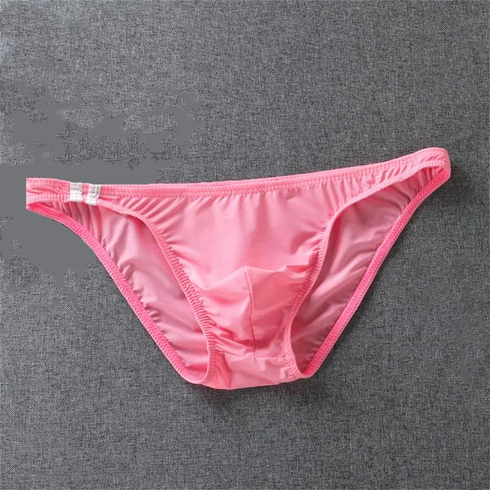 Men’s Ice Silk Low Waist Underwear – Breathable Translucent Comfort Bikini Briefs with Support Pouch (M–XXL) Fitness Fit