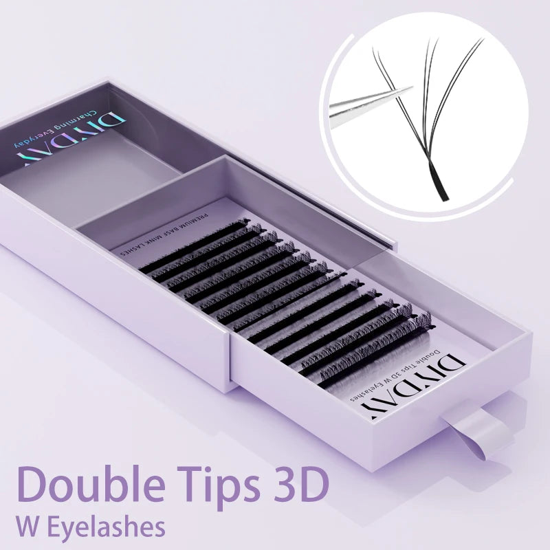 DIYDAY W Shape Eyelash Extensions 3D–8D – Premade W-Shaped Individual Faux Mink Lashes