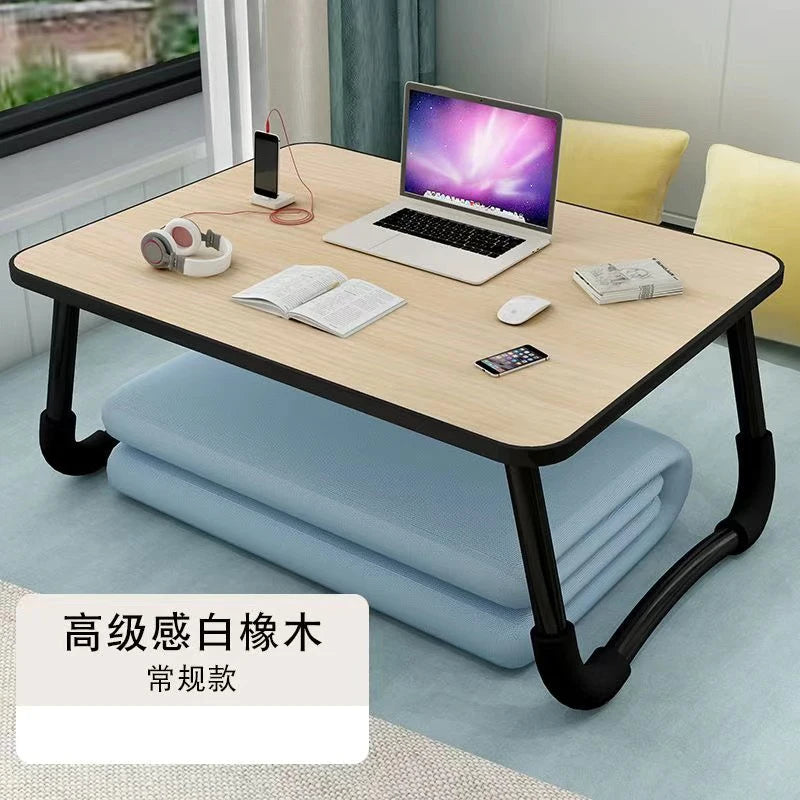 Foldable Laptop Desk for Bed & Sofa – Portable Lap Table with Cup, Book Holder, Drawer, and USB Slot